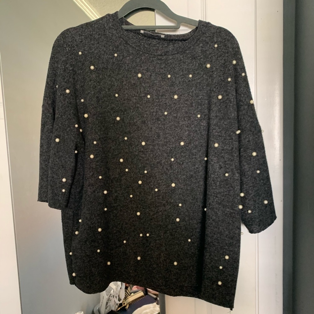 Zara pearled knit top